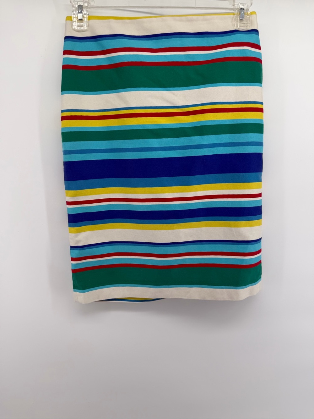 Talbots Multicolor Striped Pencil Skirt in Green, Blue, Yellow & Cream